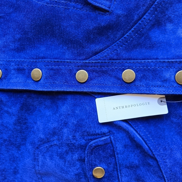 Anthropologie Blue Suede mini skirt 100% leather Sz 4 NWT - Picture 4 of 8